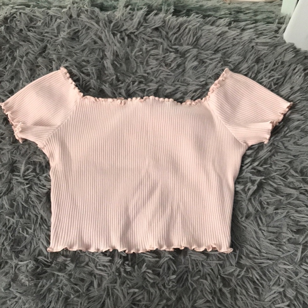 Ribbed off the shoulder crop